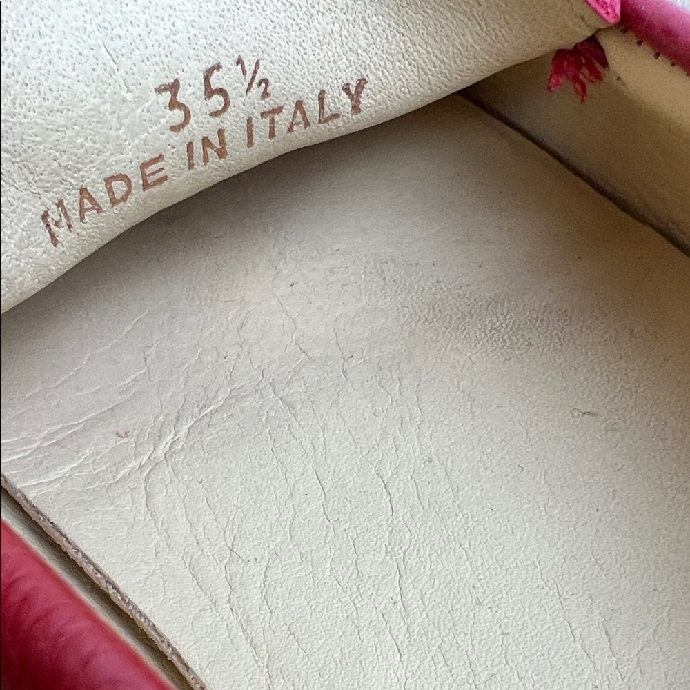 M Gemi Felize Loafers Red Matte Pebbled Leather Driving Moccasin Preppy 35.5 - Picture 10 of 12